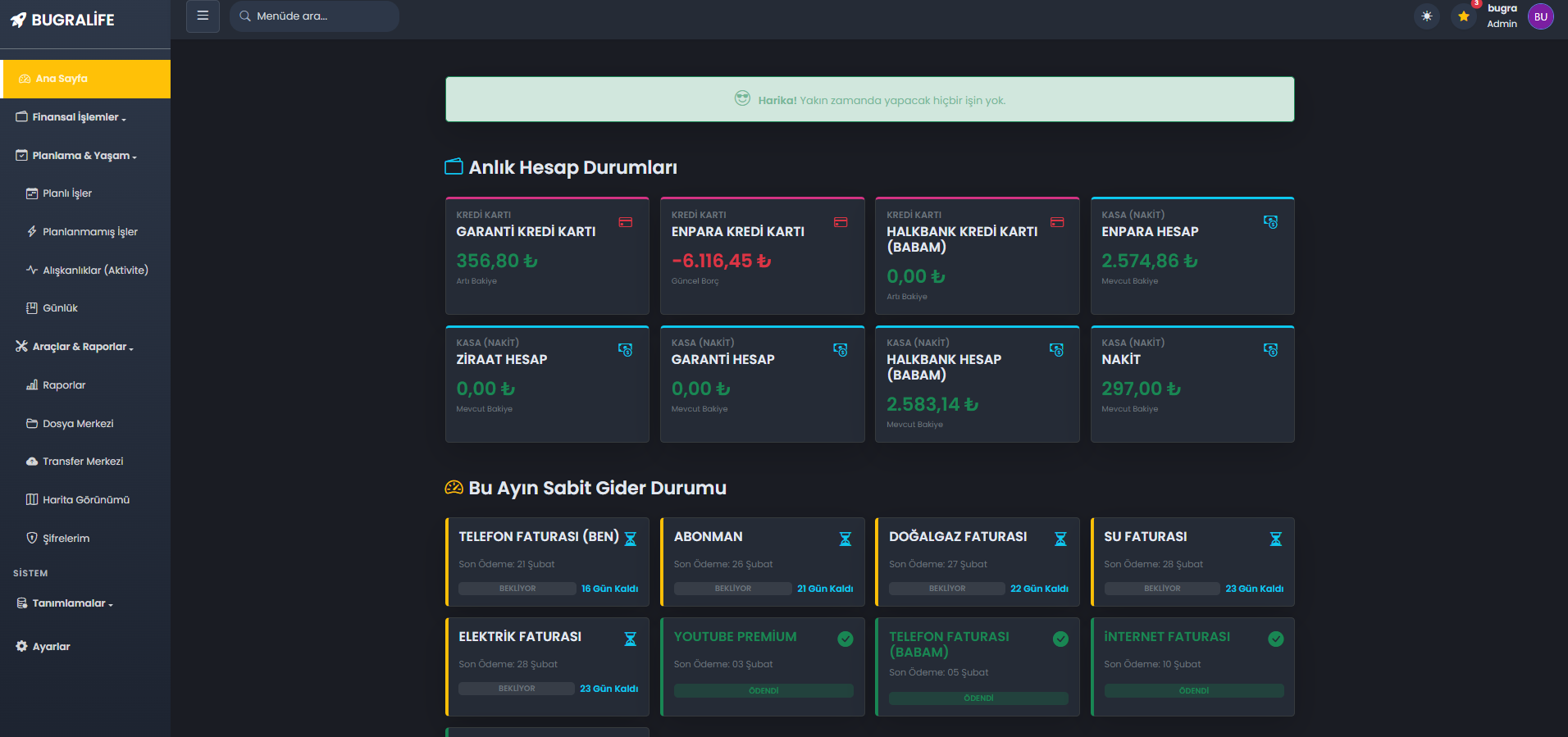 SECURE PERSONAL DASHBOARD (BUGRALİFE)